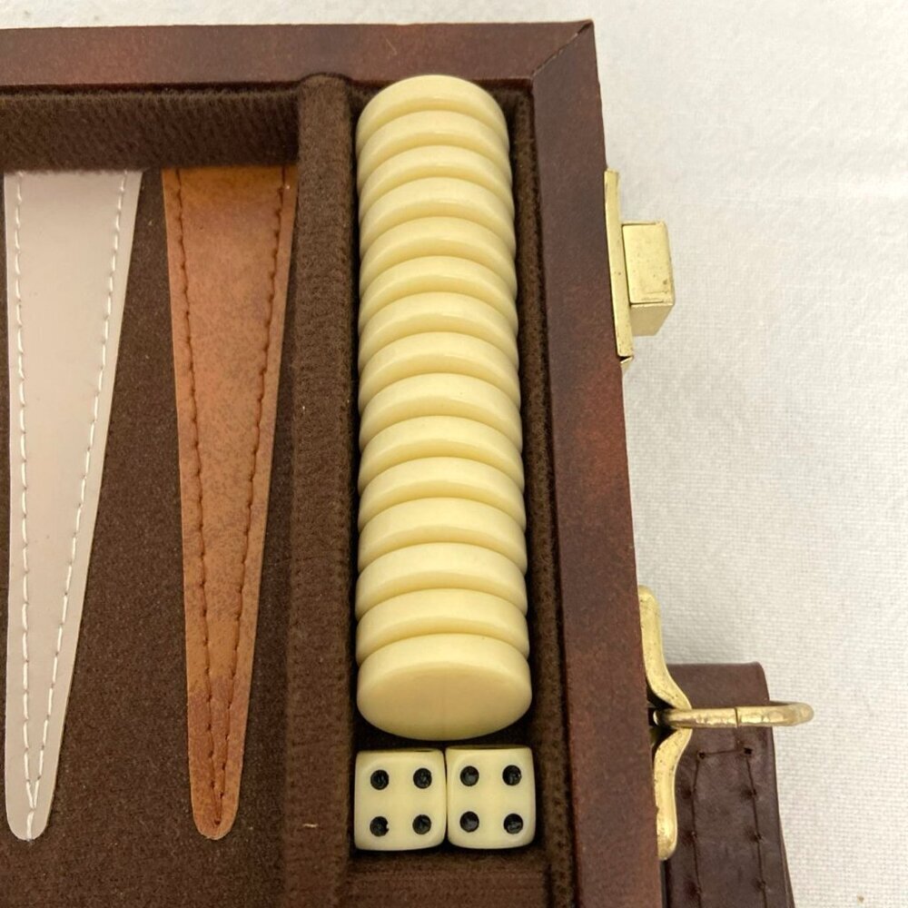 Backgammon Small Travel Compact Faux Leather Briefcase Suitcase - Picture 7 of 7